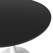 Bristol Round Dining Table with MDF/Sintered Stone/Glass Wood Tabletop in White Steel MDF 24 Inches Black Dining Table Leisuremod