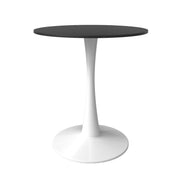 Bristol Round Dining Table with MDF/Sintered Stone/Glass Wood Tabletop in White Steel MDF 27 Inches Black Dining Table Leisuremod