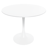 Bristol Round Dining Table with MDF/Sintered Stone/Glass Wood Tabletop in White Steel MDF White Dining Table Leisuremod