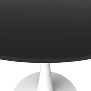 Bristol Round Dining Table with MDF/Sintered Stone/Glass Wood Tabletop in White Steel MDF 35 Inches Black Dining Table Leisuremod