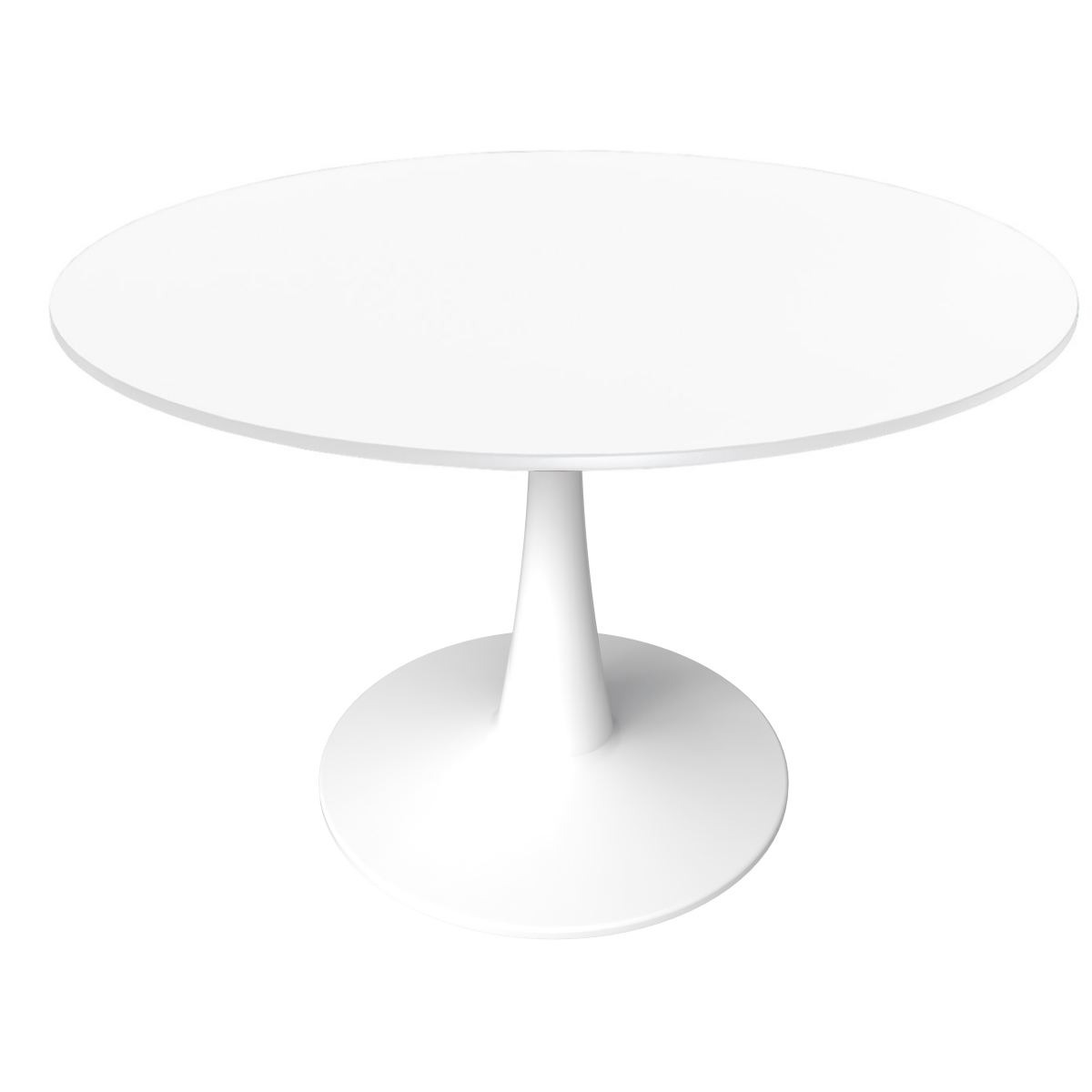 Bristol Round Dining Table with MDF/Sintered Stone/Glass Wood Tabletop in White Steel 40 Inches White Dining Table Leisuremod