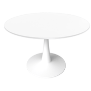 Bristol Round Dining Table with MDF/Sintered Stone/Glass Wood Tabletop in White Steel 40 Inches White Dining Table Leisuremod