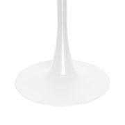 Bristol Round Dining Table with MDF/Sintered Stone/Glass Wood Tabletop in White Steel MDF 27 Inches Cognac Brown Dining Table Leisuremod