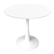 Bristol Round Dining Table with MDF/Sintered Stone/Glass Wood Tabletop in White Steel MDF 24 Inches White Dining Table Leisuremod