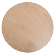 Bristol Round Dining Table with MDF/Sintered Stone/Glass Wood Tabletop in White Steel MDF 35 Inches Natural Wood Dining Table Leisuremod