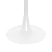 Bristol Round Dining Table with MDF/Sintered Stone/Glass Wood Tabletop in White Steel MDF 27 Inches Marbled Black Dining Table Leisuremod