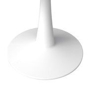 Bristol Round Dining Table with MDF/Sintered Stone/Glass Wood Tabletop in White Steel MDF 40 Inches Marbled White Dining Table Leisuremod