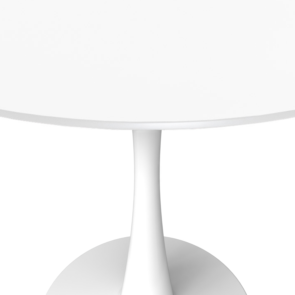 Bristol Round Dining Table with MDF/Sintered Stone/Glass Wood Tabletop in White Steel MDF 24 Inches White Dining Table Leisuremod