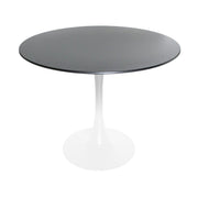 Bristol Round Dining Table with MDF/Sintered Stone/Glass Wood Tabletop in White Steel MDF 35 Inches Black Dining Table Leisuremod