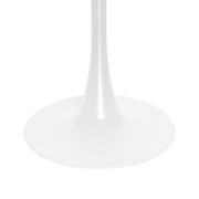 Bristol Round Dining Table with MDF/Sintered Stone/Glass Wood Tabletop in White Steel MDF 35 Inches Natural Wood Dining Table Leisuremod