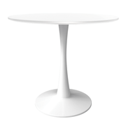 Bristol Round Dining Table with MDF/Sintered Stone/Glass Wood Tabletop in White Steel MDF 24 Inches White Dining Table Leisuremod