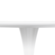 Bristol Round Dining Table with MDF/Sintered Stone/Glass Wood Tabletop in White Steel MDF White Dining Table Leisuremod