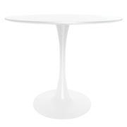 Bristol Round Dining Table with MDF/Sintered Stone/Glass Wood Tabletop in White Steel MDF White Dining Table Leisuremod