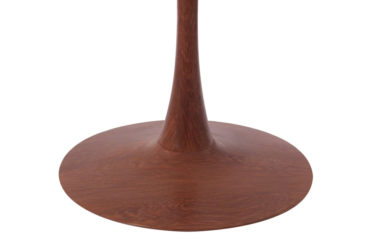 Bristol Square Dining Table with Marble White MDF Top and Steel Pedestal Base 27" Wide Cherry Dining Table LeisureMod