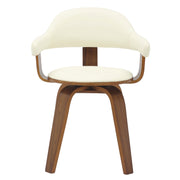 Brivo Modern Wooden Dining Chair With Walnut Color Frame White Dining Chair Leisuremod