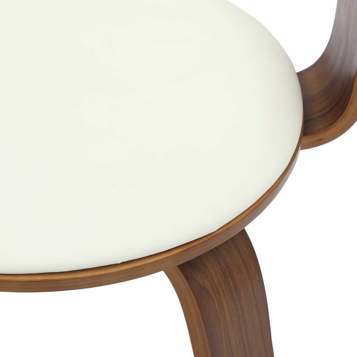 Brivo Modern Wooden Dining Chair With Walnut Color Frame White Dining Chair Leisuremod