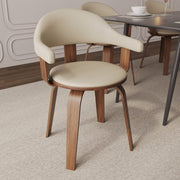 Brivo Modern Wooden Dining Chair With Walnut Color Frame Cream Dining Chair Leisuremod