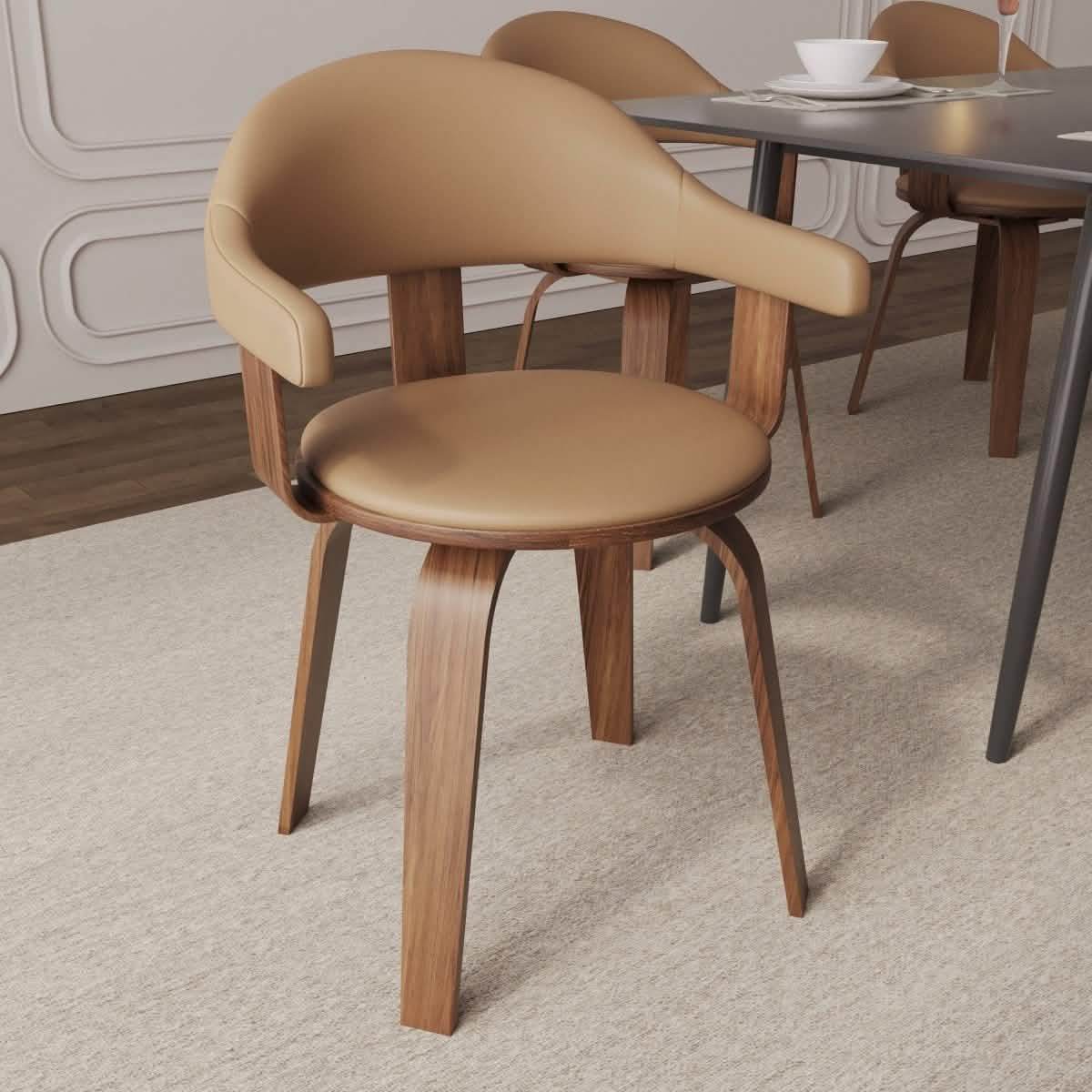 Brivo Modern Wooden Dining Chair With Walnut Color Frame Brown Dining Chair Leisuremod