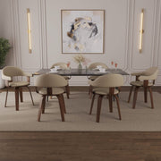 Brivo Modern Wooden Dining Chair With Walnut Color Frame Cream Dining Chair Leisuremod