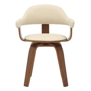 Brivo Modern Wooden Dining Chair With Walnut Color Frame Cream Dining Chair Leisuremod