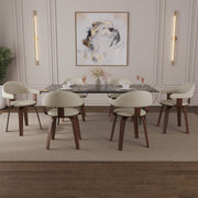 Brivo Modern Wooden Dining Chair With Walnut Color Frame White Dining Chair Leisuremod