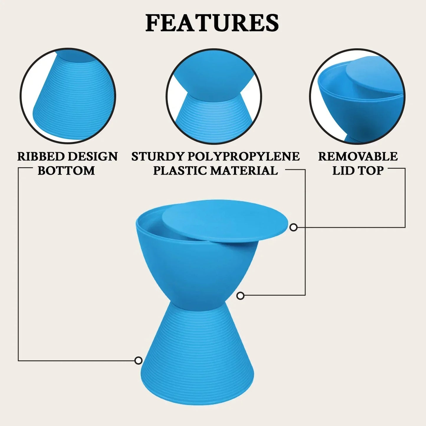 Boyd Storage Round Side End Table in Polypropylene Plastic - Elax Furniture