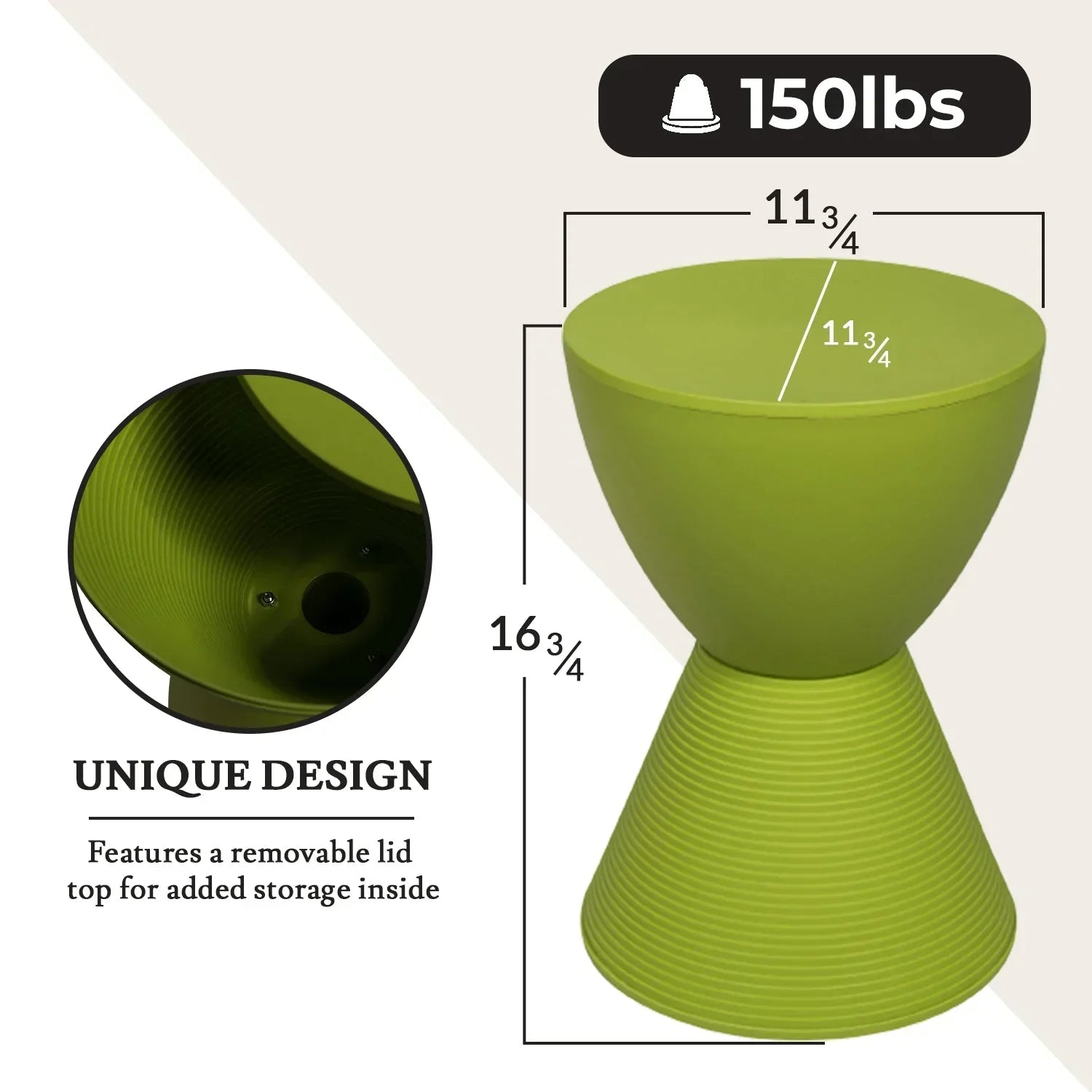 Boyd Storage Round Side End Table in Polypropylene Plastic - Elax Furniture