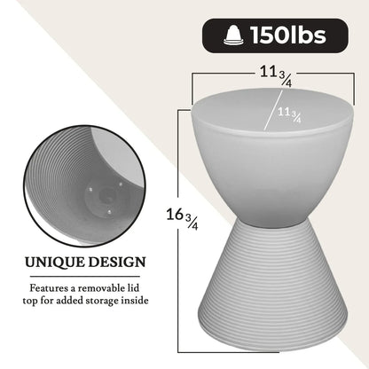 Boyd Storage Round Side End Table in Polypropylene Plastic - Elax Furniture