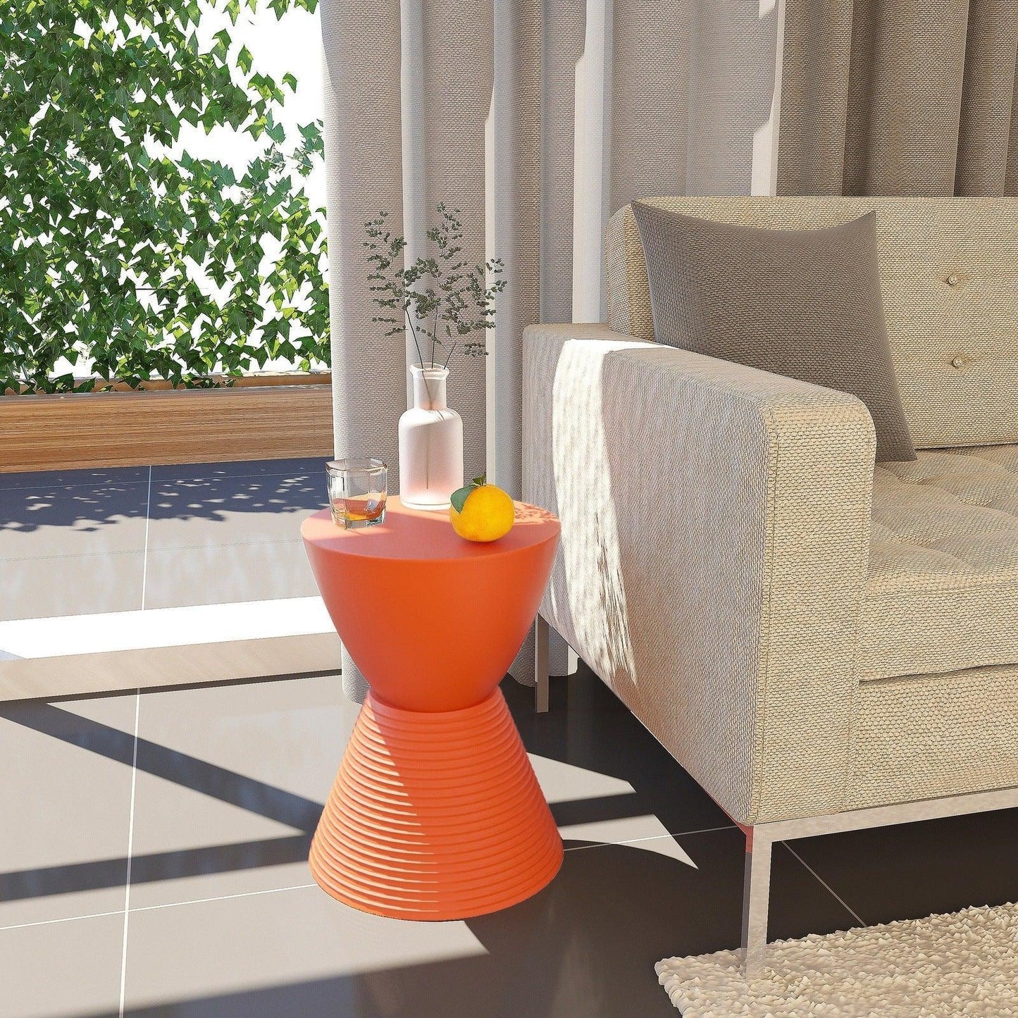 Boyd Storage Round Side End Table in Polypropylene Plastic - Elax Furniture