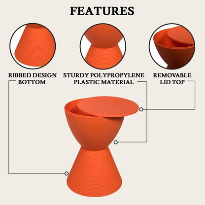 Boyd Storage Round Side End Table in Polypropylene Plastic - Elax Furniture