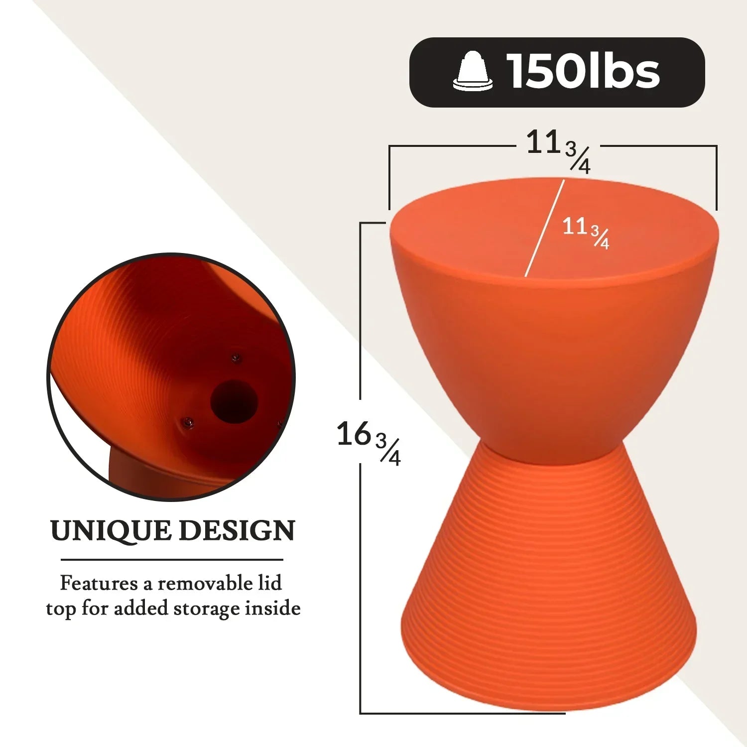 Boyd Storage Round Side End Table in Polypropylene Plastic - Elax Furniture