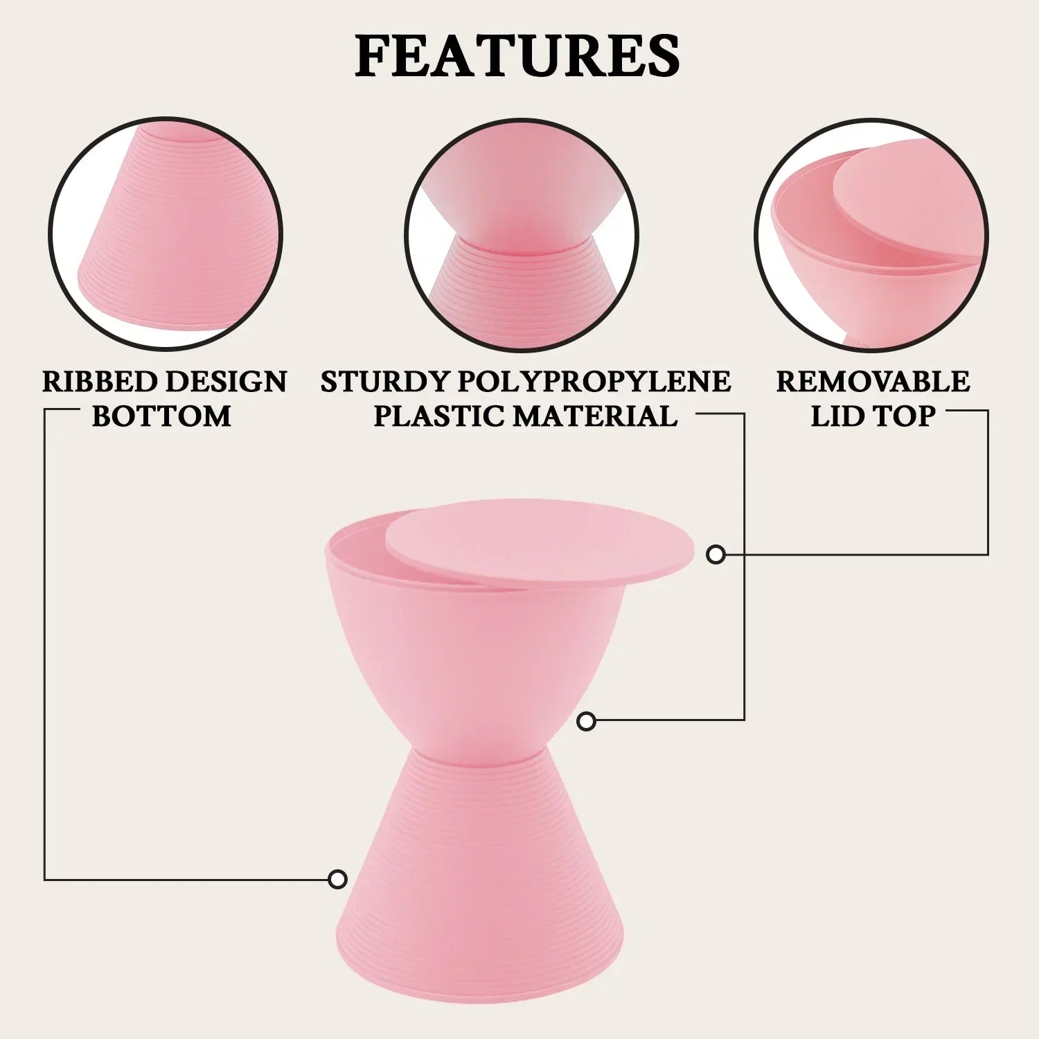 Boyd Storage Round Side End Table in Polypropylene Plastic - Elax Furniture