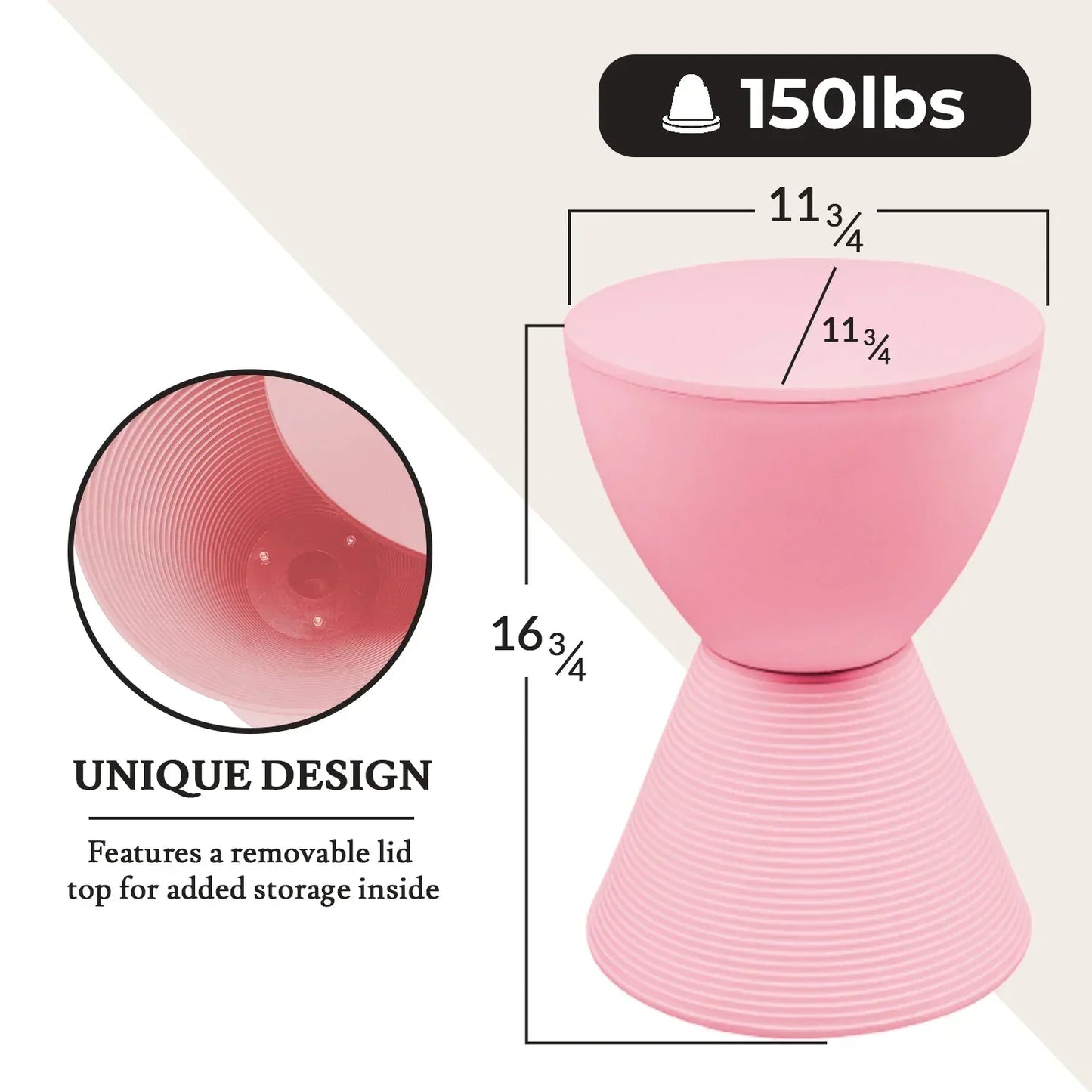 Boyd Storage Round Side End Table in Polypropylene Plastic - Elax Furniture