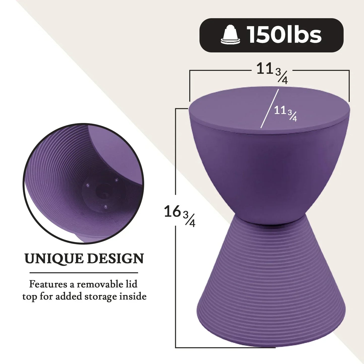 Boyd Storage Round Side End Table in Polypropylene Plastic - Elax Furniture