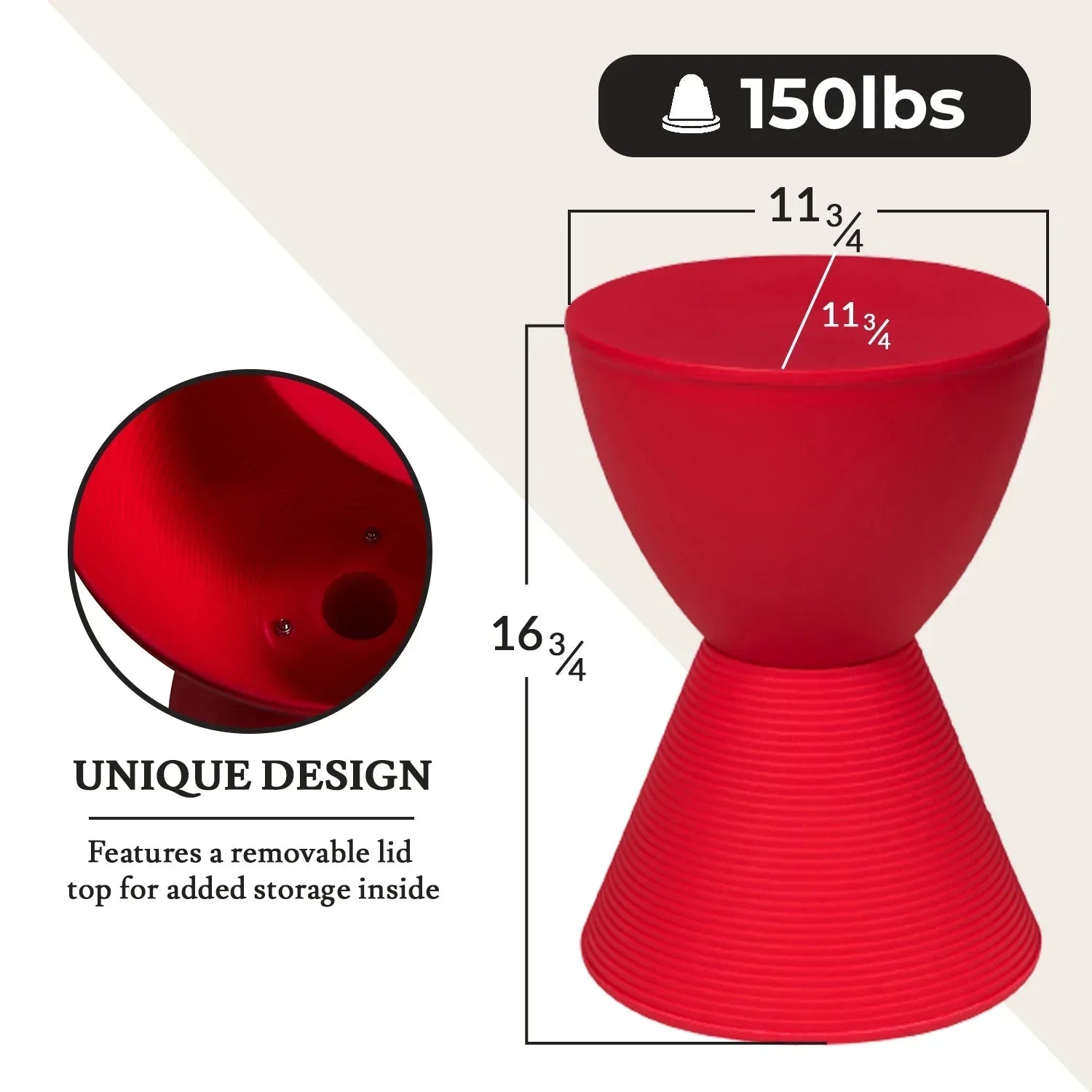 Boyd Storage Round Side End Table in Polypropylene Plastic - Elax Furniture