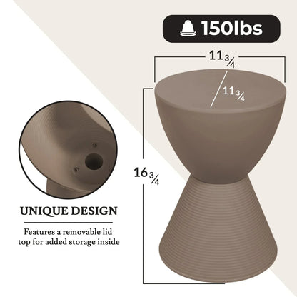 Boyd Storage Round Side End Table in Polypropylene Plastic - Elax Furniture