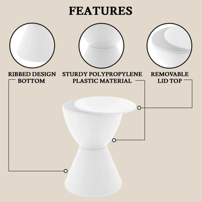 Boyd Storage Round Side End Table in Polypropylene Plastic - Elax Furniture