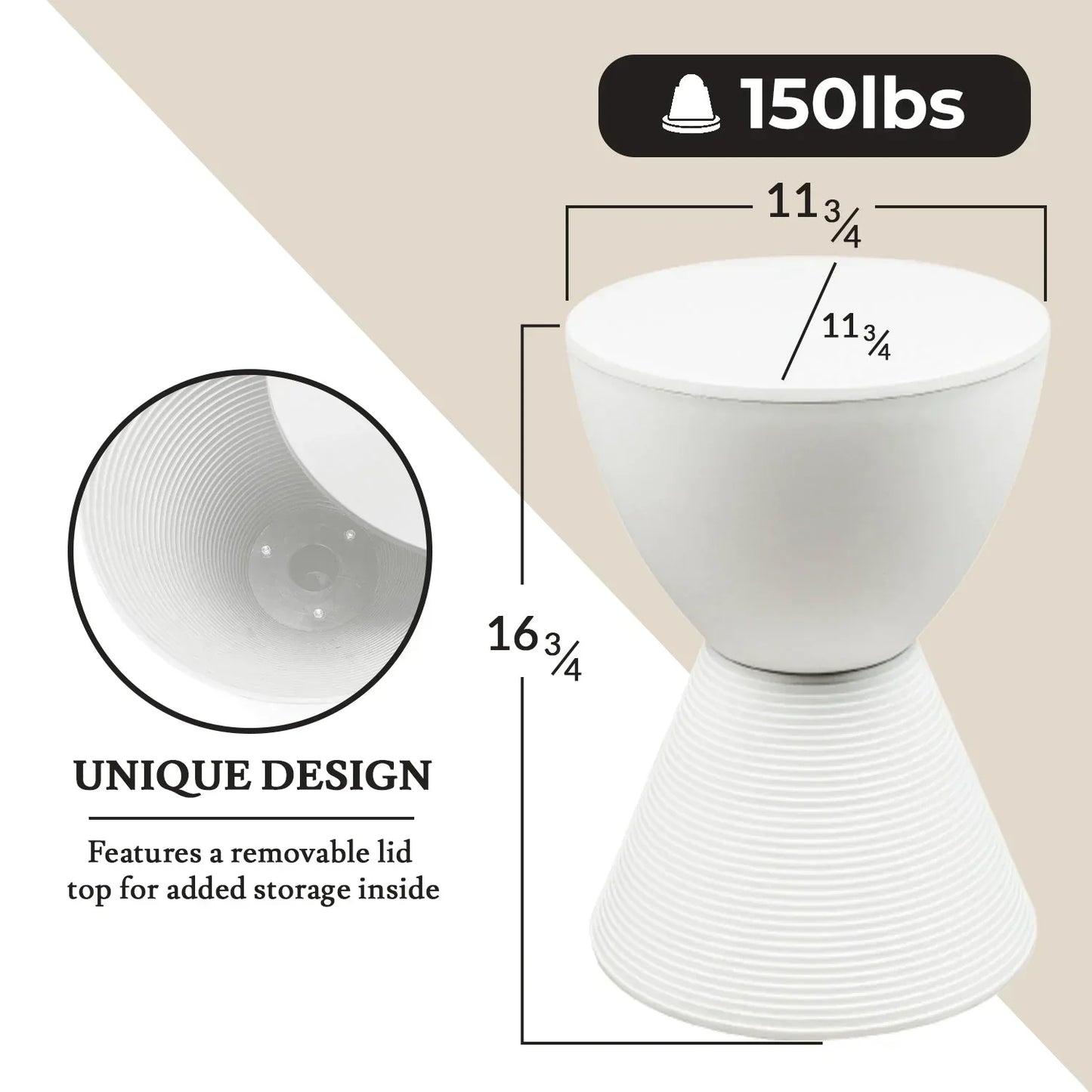 Boyd Storage Round Side End Table in Polypropylene Plastic - Elax Furniture