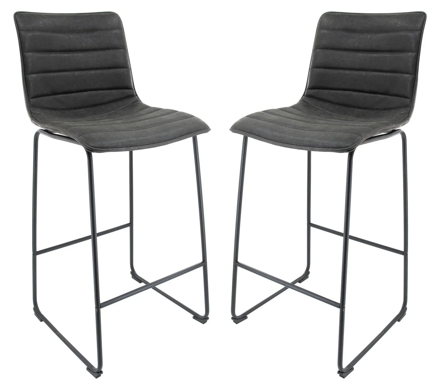 Brooklyn 29.9" Modern Leather Bar Stool With Black Iron Base & Footrest - Elax Furniture
