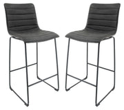 Brooklyn 29.9" Modern Leather Bar Stool With Black Iron Base & Footrest - Elax Furniture