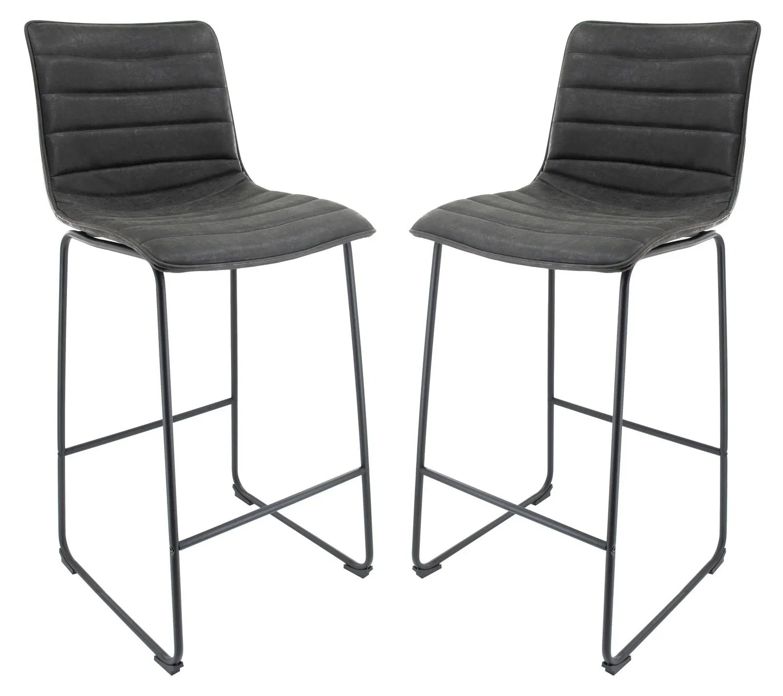 Brooklyn 29.9" Modern Leather Bar Stool With Black Iron Base & Footrest - Elax Furniture
