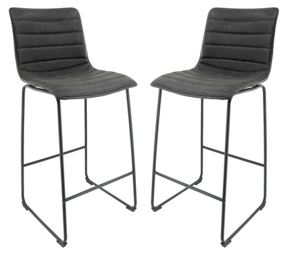 Brooklyn 29.9" Modern Leather Bar Stool With Black Iron Base & Footrest Set of 2 - Elax Furniture