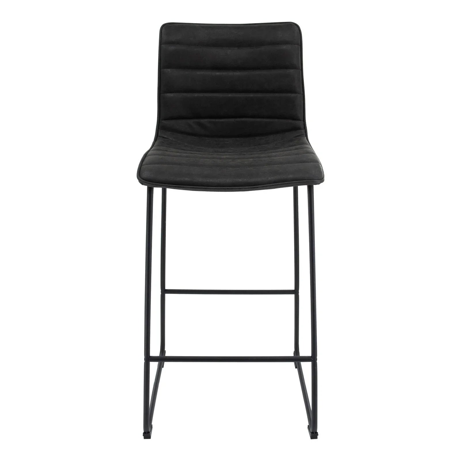 Brooklyn 29.9" Modern Leather Bar Stool With Black Iron Base & Footrest Set of 2 - Elax Furniture