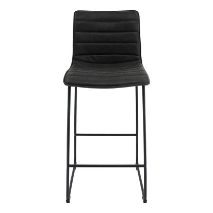 Brooklyn 29.9" Modern Leather Bar Stool With Black Iron Base & Footrest Set of 2 - Elax Furniture