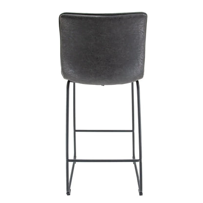 Brooklyn 29.9" Modern Leather Bar Stool With Black Iron Base & Footrest Set of 2 - Elax Furniture