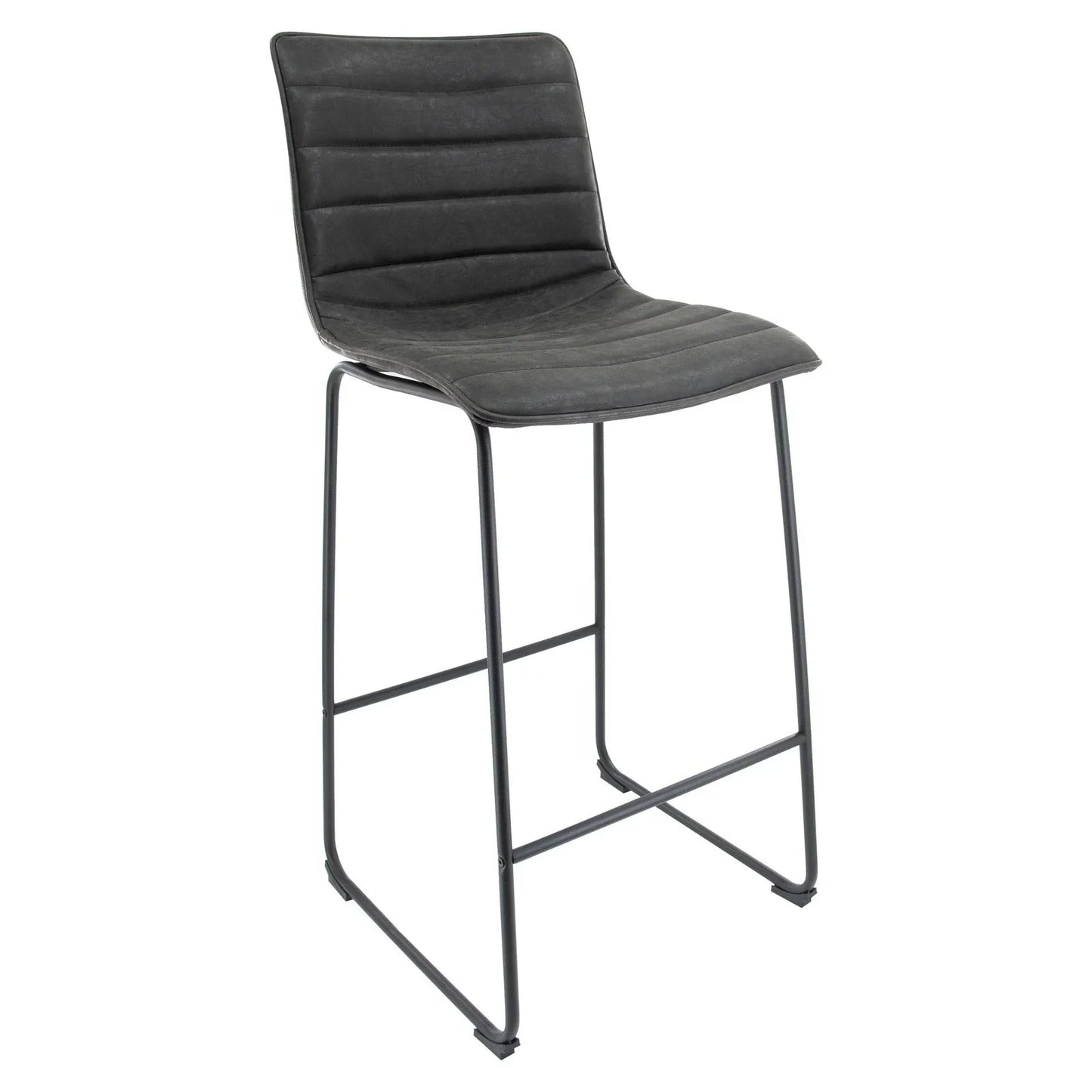 Brooklyn 29.9" Modern Leather Bar Stool With Black Iron Base & Footrest - Elax Furniture