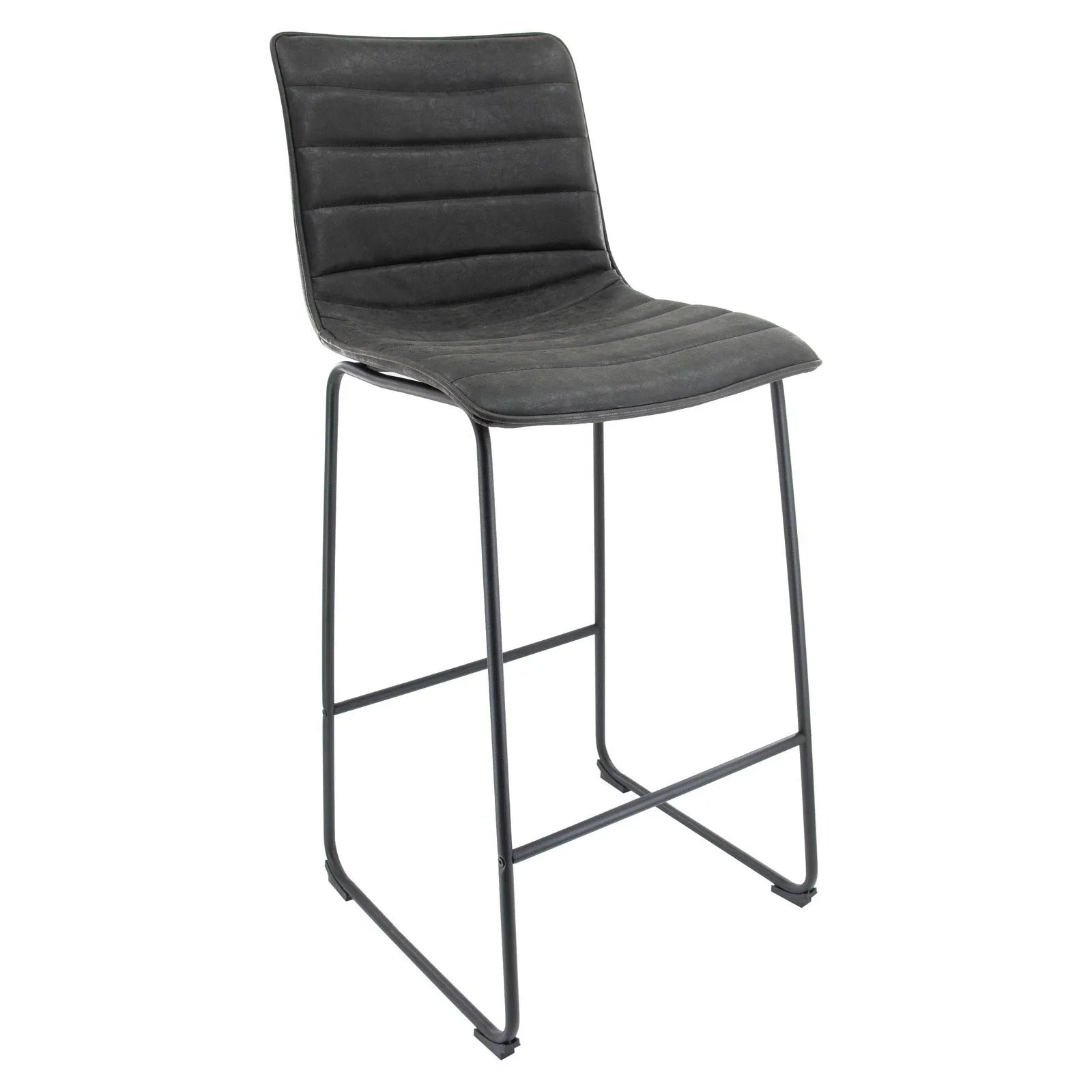 Brooklyn 29.9" Modern Leather Bar Stool With Black Iron Base & Footrest - Elax Furniture