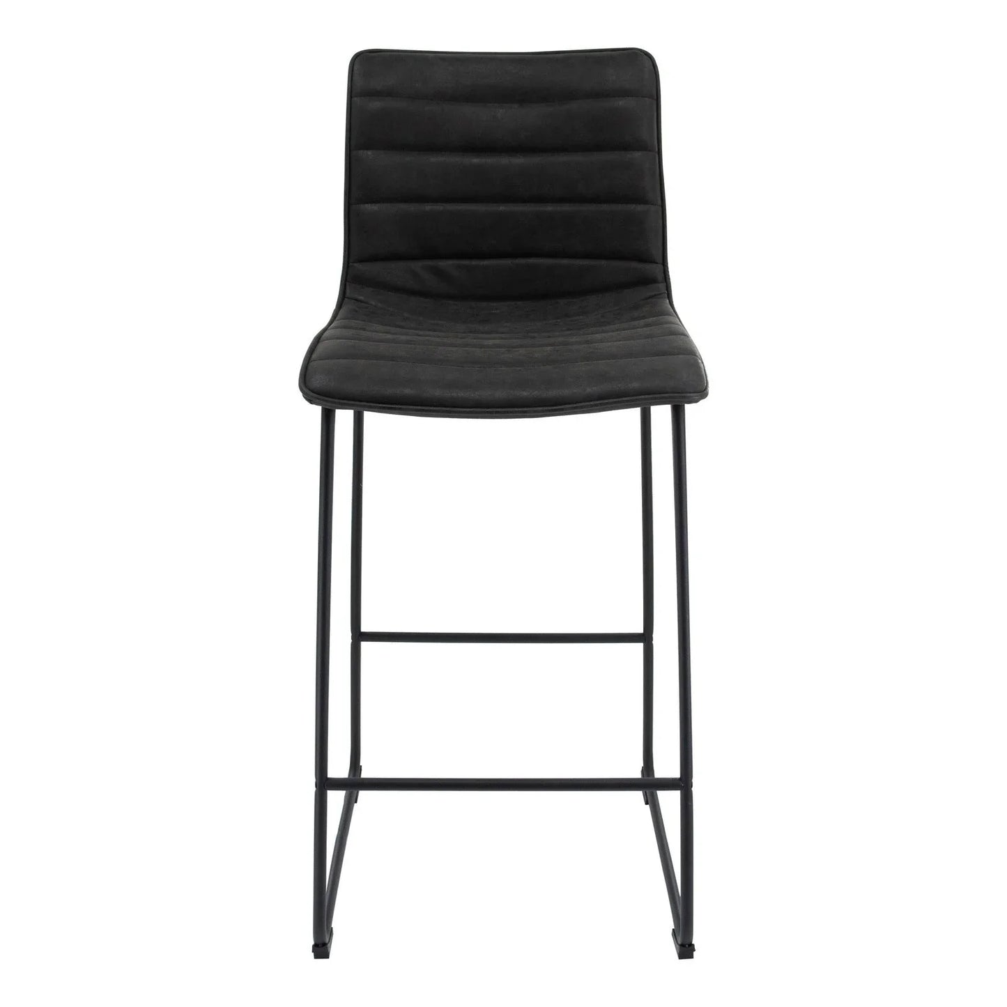 Brooklyn 29.9" Modern Leather Bar Stool With Black Iron Base & Footrest - Elax Furniture