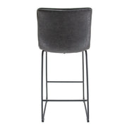 Brooklyn 29.9" Modern Leather Bar Stool With Black Iron Base & Footrest - Elax Furniture