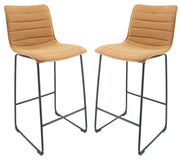 Brooklyn 29.9" Modern Leather Bar Stool With Black Iron Base & Footrest - Elax Furniture